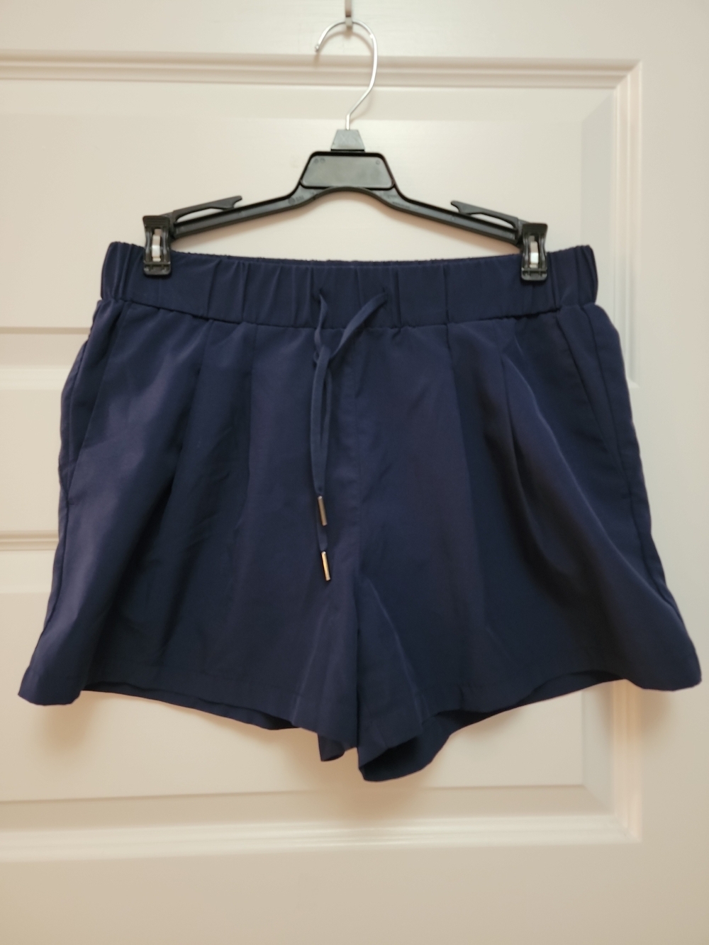 Halara High Waisted Elastic Waistband Drawstring Ruched Pocket Short Nevi Blue S